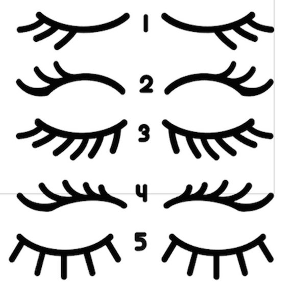 Unicorn Eyelashes Sparkle Vinyl Decal Stickers Set eye lashes Design No.3