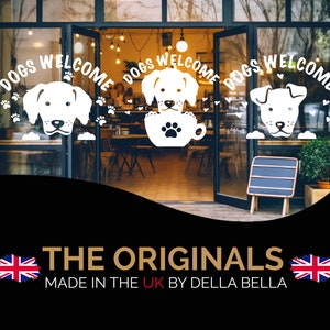 Dogs Welcome Sticker Window Waterproof Pet Friendly Self Adhesive Vinyl Sign Fadeless Removable Coffee Shop Restaurant  Bar Retail