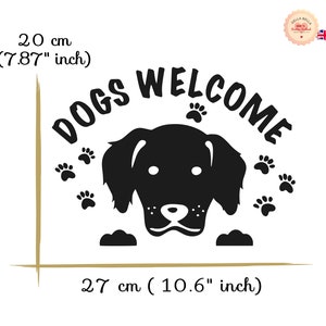 Dogs Welcome Sticker Window Waterproof Pet Friendly Self Adhesive Vinyl Sign Fadeless Removable Coffee Shop Restaurant  Bar Retail