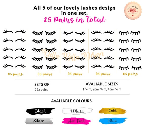Unicorn Eyelashes Sparkle Vinyl Decal Stickers Set eye lashes Design No.3
