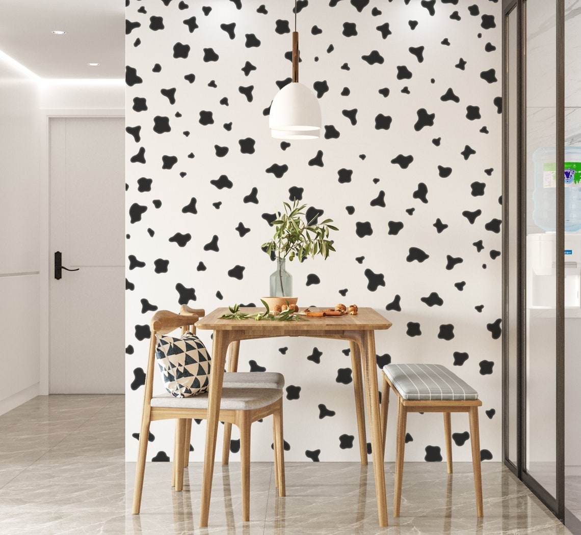 Cow Print Wall Stickers 142x Black Cow Spot Decals Animal Etsy