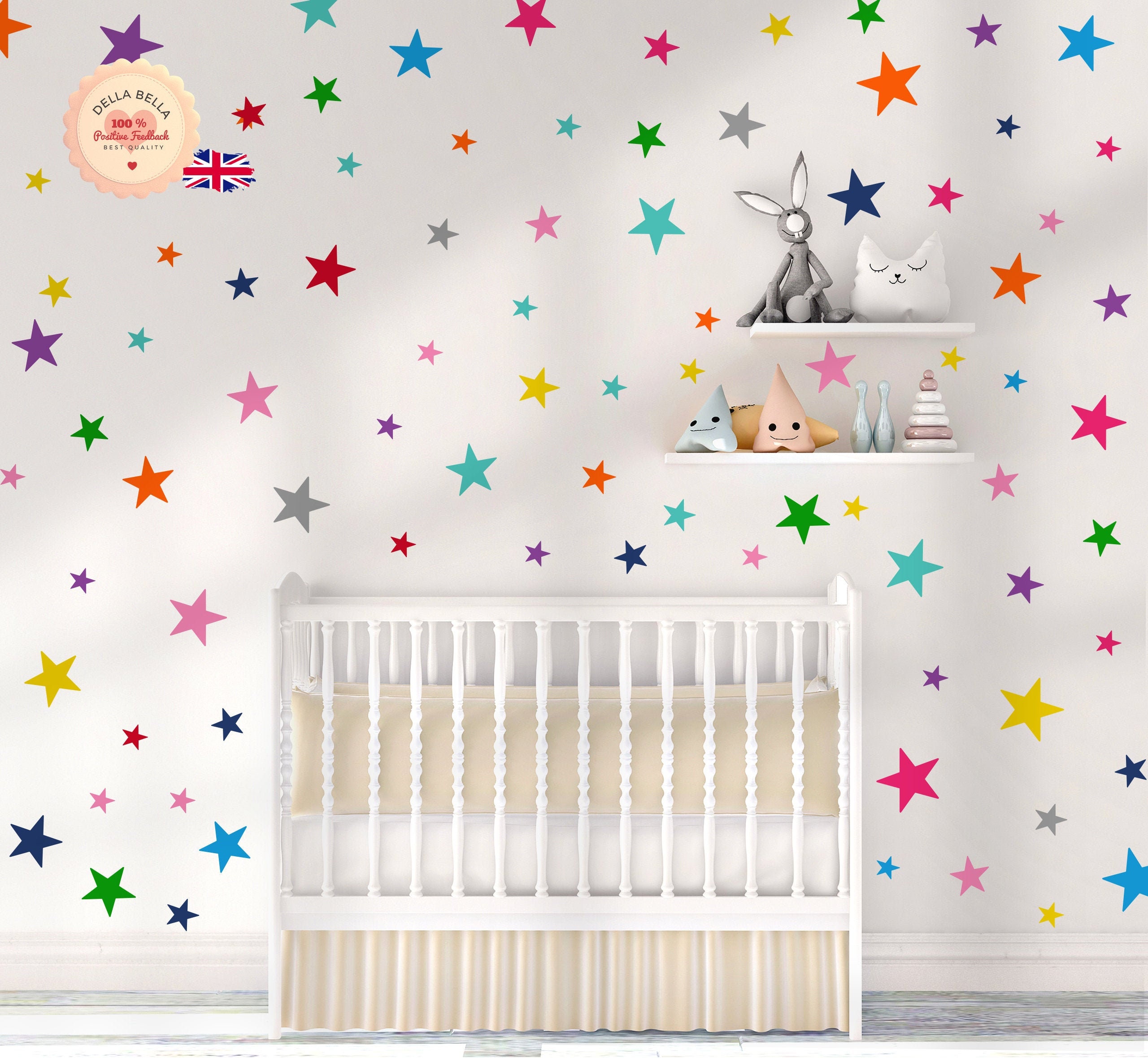 Stars Wall Stickers 418x Stickers Set Multi Coloured 11 Etsy UK
