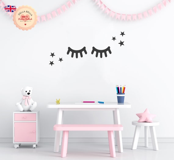 Silver Unicorn eyelashes vinyl eye lashes decal walls Child nursery sticker Kids