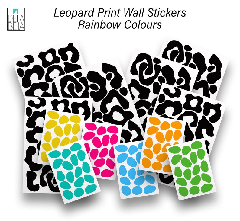 Leopard Print Wall Stickers Rainbow Colours Animal Print Vinyl Etsy UK