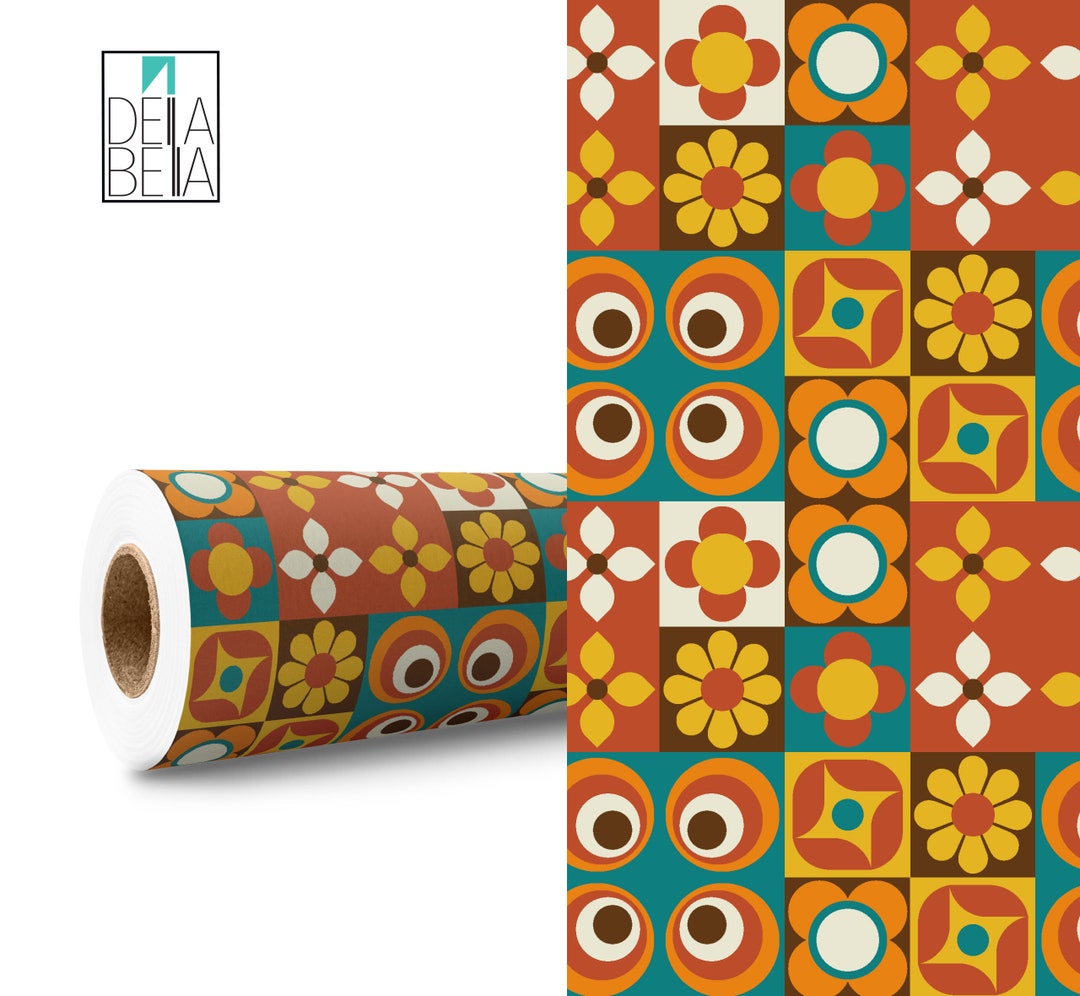 Retro 60 's Vinyl Wrap for Furniture Self Adhesive Film Etsy UK