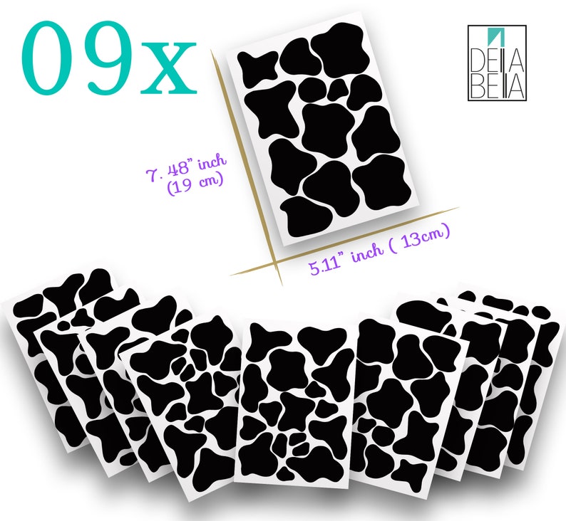 Cow Print Wall Stickers 142x Black Cow Spot Decals Animal Etsy