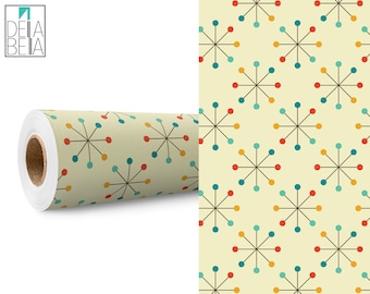 Mid Century 60s Vinyl Wrap, Furniture Stickers, Vinyl Wrapping For Furniture, Geometric Peel & Stick Wrap, Vinyl Home Decor Upcycling Home