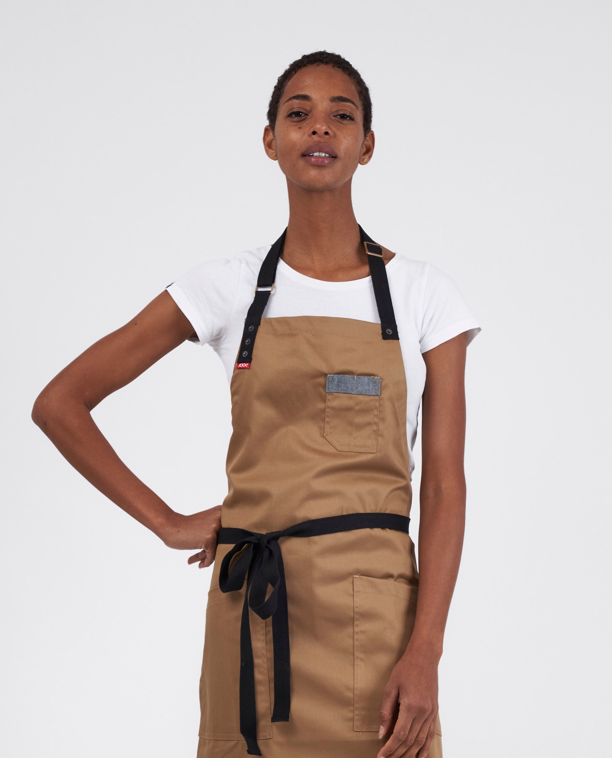 Tablier de Cuisine Couleur Camel, Lanières Noires