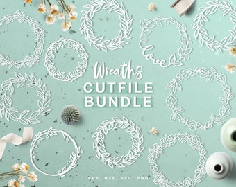 Cut file bundle "Wreaths" (svg dxf png eps) Silhouette Cameo, Cricut, wreath set, scrapbooking, card making, paper cutting, laser cutting