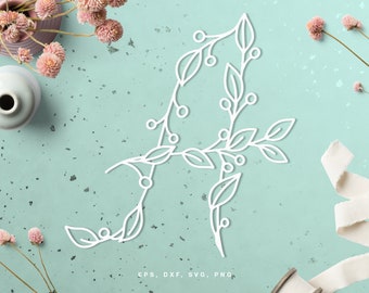 Floral Alphabet Letter "A" cut file (svg dxf png eps) digital scrapbooking, paper cut, Silhouette Cameo, Cricut, room decor DIY, card making