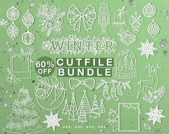 Christmas Cut file BUNDLE (svg dxf png eps) Silhouette Cameo, Cricut, Christmas decoration set, holiday ornament, winter cutfiles, scrapbook
