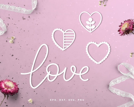 Download Lettering love heart embellishments cut file svg dxf png ...