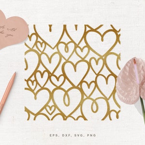 Herzen Musterdesign SVG-Schnitt-Datei für Cricut, Silhouette, svg dxf png eps, Herz-Hintergrund svg, Valentinstag-Svg-Schnittdatei, Liebes-Svg