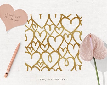 Hearts Seamless Pattern SVG Cut File for Cricut, Silhouette, svg dxf png eps, Heart Background svg, Valentine's Day svg cut file, Love svg
