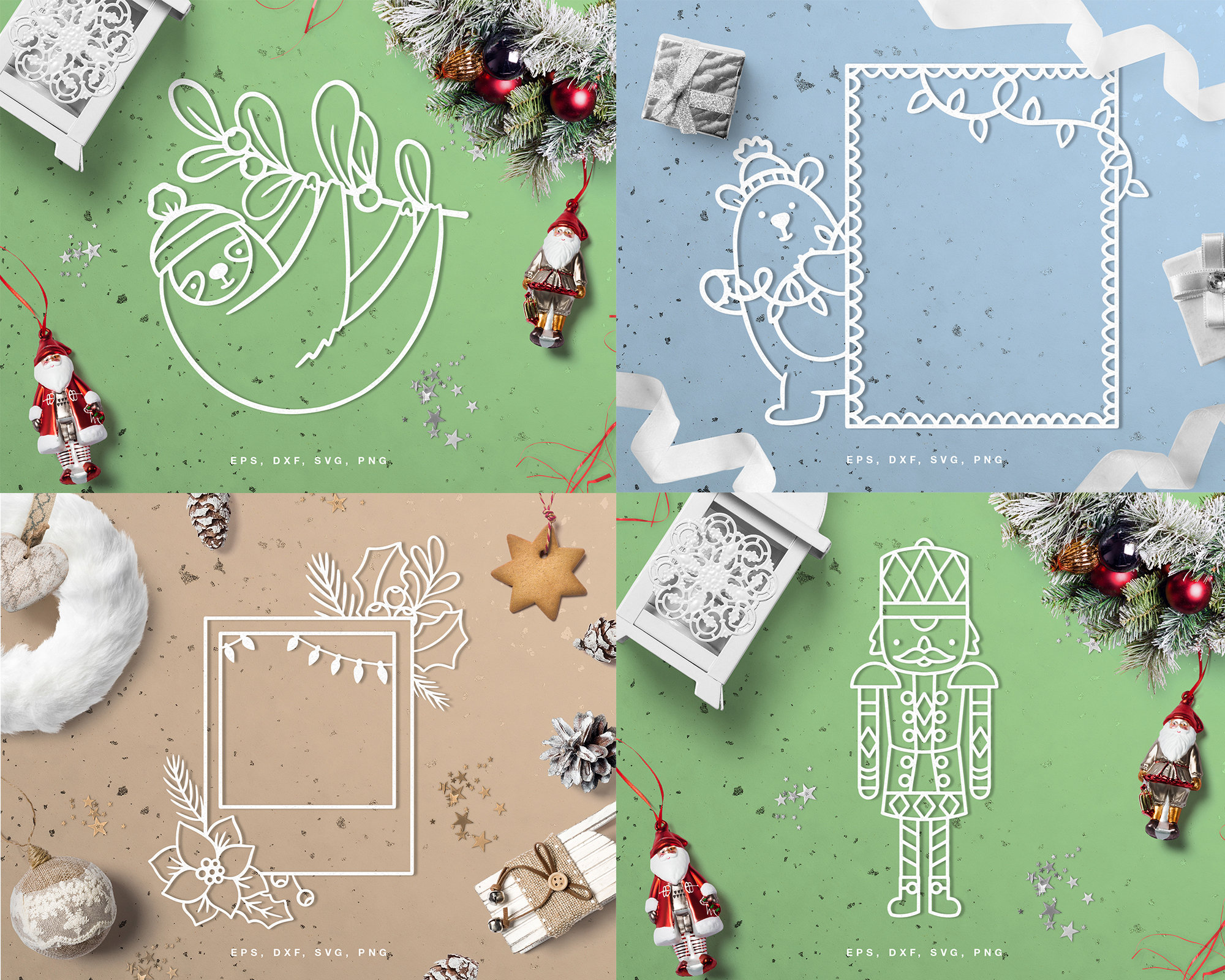 Christmas SVG File Bundle (svg Dxf Png Eps) Cut Files for Silhouette ...