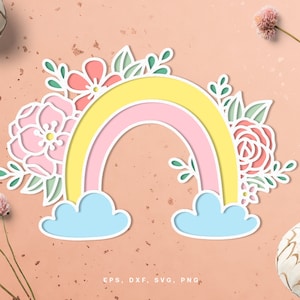 Floral Rainbow SVG cut file - Silhouette Cameo and Cricut file - Instant Download - svg, png, dxf, eps