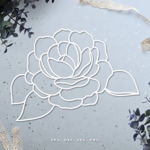 Florale Peony SVG Cut Datei (dxf, png, eps) für Silhouette Cameo, Cricut, Papierherstellung, Scrapbooking Projekte, Kartenherstellung, Schablone