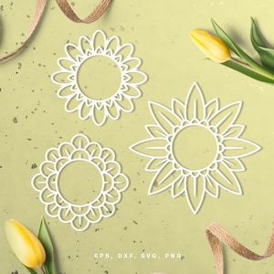 Cut file set round decorative frames (svg, dxf, png, eps) for Silhouette, Cricut, paper crafting, scrapbooking projects, card making
