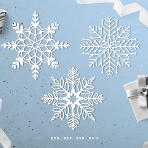 Christmas Snowflakes cut file (svg dxf png eps) digital scrapbooking, paper cut, Silhouette, Cricut, Christmas ornaments, decor, card making