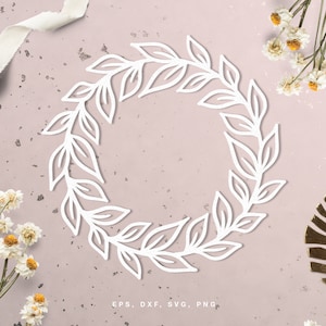Découpez le fichier Leafy Wreath (svg, dxf, png, eps) pour Silhouette Cameo, Cricut, fabrication de papier, projets de scrapbooking, fabrication de cartes, cadres de feuilles