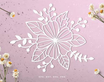 Floral SVG cut file - Silhouette Cameo and Cricut file - Instant Download