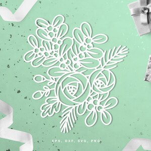 Arquivo de corte de buquê de Natal (svg dxf png eps) scrapbooking digital, corte de papel, Silhueta, Cricut, Decoração de Natal, confecção de cartões, Ano Novo DIY