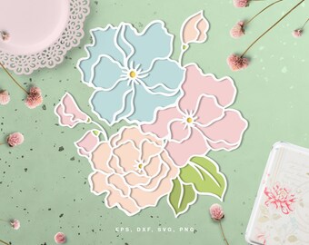 Floral Cut file (svg dxf png eps) for Silhouette Cameo, Cricut, scrapbooking, card making, wedding decor