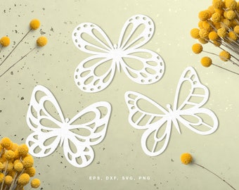 Fichier de découpe numérique Butterflies (svg, dxf, png) à utiliser avec Silhouette, Cricut, artisanat de papier, projets de scrapbooking, fabrication de cartes, pochoirs.