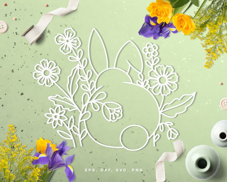 Cut File Easter Bunny in Florals (svg Dxf Png Eps) for Silhouette ...
