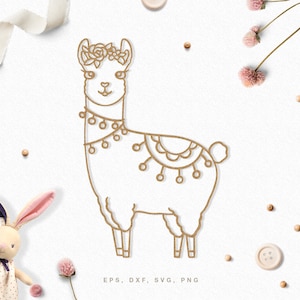 Cut-bestand Alpaca, Lama (svg dxf png eps) voor de Silhouette Cameo, Cricut, scrapbook, kaart maken, dieren baby shower decor, verjaardagsuitnodiging