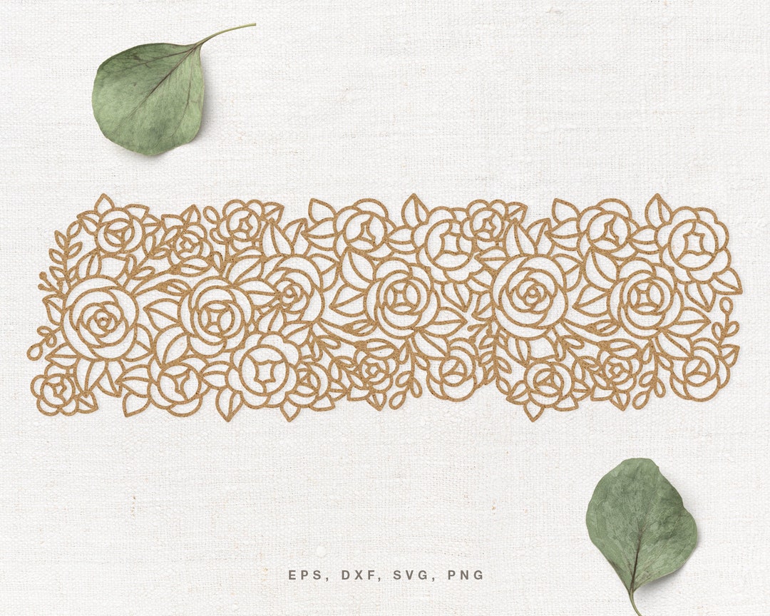 Floral Border SVG Cut File for Cricut & Silhouette, Svg Dxf Png Eps