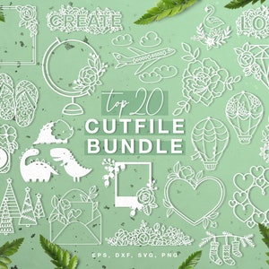 Cut file bundel TOP 20 bestsellers (svg dxf png eps) Silhouet Cameo, Cricut, scrapbooking, kaart maken, papier snijden, laser snijden, DIY