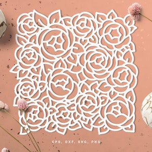 Quadratische floral geschnitten Datei (Svg Dxf Png Eps) für Silhouette Cameo, Cricut, Scrapbooking, Kartenherstellung, Papier geschnitten, Aufkleber, Hochzeit Party Dekor DIY
