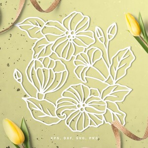 Fichier de coupe d'arrangement floral (svg dxf png eps) pour Silhouette - Cricut, scrapbooking, fabrication de cartes, coupe de papier floral, décalcomanies, DIY, Mariage