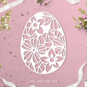 Ostern Ei Dekor geschnitten Datei (Svg Dxf Png Eps) für Silhouette, Cricut, digitale Scrapbooking, Kartenherstellung, Blumenpapier geschnitten, Aufkleber, Urlaub DIY