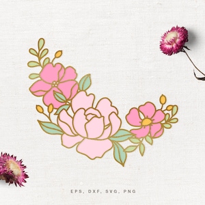 Blumen SVG-Datei, geschnittene Datei für Cricut, Silhouette in svg dxf png eps, Floral svg, Pfingstrose svg schnittdatei, Floral Cluster svg, Blumen set