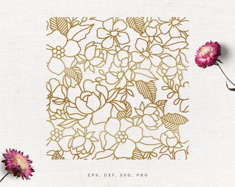 Floral Seamless Pattern SVG Cut File for Cricut, Silhouette, svg dxf png eps, Floral Background svg, Peony Pattern svg, Flower Wallpaper svg