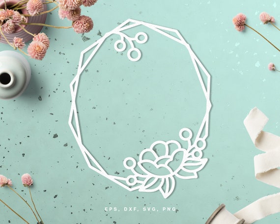 Download Geometric Floral Frame Cut File Svg Dxf Png Eps For Etsy