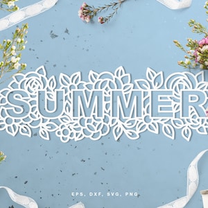 Download Summer Word Floral Cut File Svg Dxf Png Eps For Silhouette Etsy