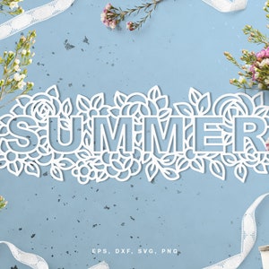 Download Summer Word Floral Cut File Svg Dxf Png Eps For Silhouette Etsy