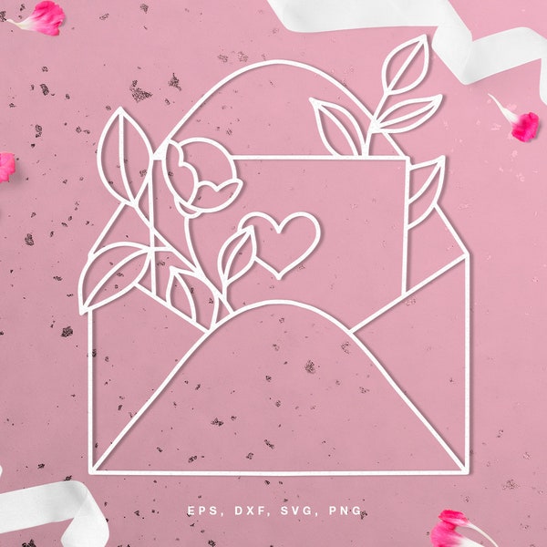 love letter paper design pdf Valentine's Day love letter cut file (svg dxf png eps) digital scrapbooking, paper cut, Silhouette, Cricut, holiday decor DIY, card making