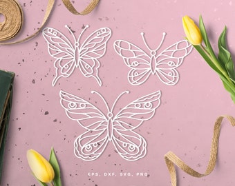 Butterflies SVG cut file set (svg dxf png eps) for Silhouette Cameo, Cricut, scrapbook, card making, diy party decoration, butterfly stencil