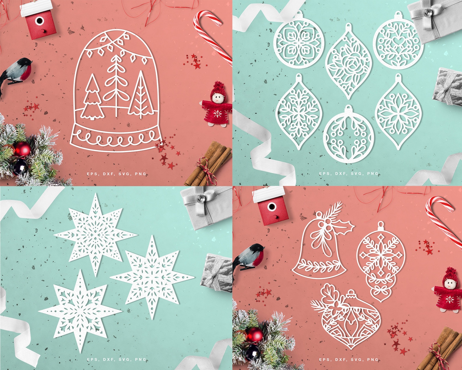 Christmas SVG File Bundle (svg Dxf Png Eps) Cut Files for Silhouette ...