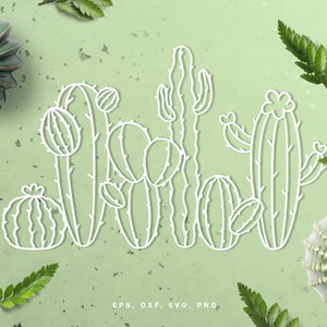 Fichier coupé Cactus (svg dxf png eps) pour Silhouette & Cricut, scrapbooking, fabrication de cartes, fichier cactus svg, fichier découpé bordure cactus, ensemble de cactus svg