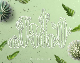 Cut file Cacti (svg dxf png eps) for Silhouette & Cricut, scrapbooking, card making, cactus svg file, cactus border cut file, cacti set svg