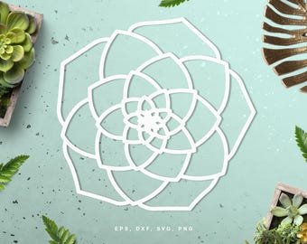 Succulent cut file (svg, dxf, png, eps) for use with Silhouette, Cricut, in paper crafting, scrapbooking projects, card making.