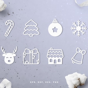 Cute Christmas cut files (svg, dxf, png) for use with Silhouette, Cricut, in paper crafting, scrapbooking projects, card making, stencils.