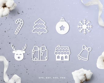 Cute Christmas cut files (svg, dxf, png) for use with Silhouette, Cricut, in paper crafting, scrapbooking projects, card making, stencils.