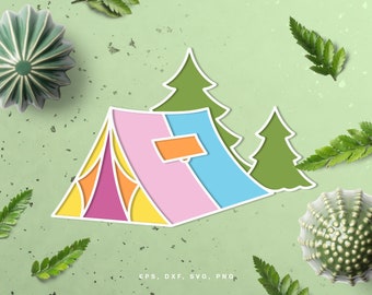 Cut file camping tent (svg dxf png eps) for Silhouette Cameo, Cricut, instant download, digital scrapbooking, card making, vinyl stencil