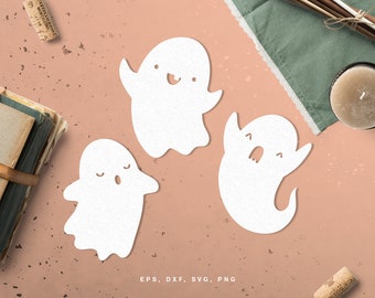 Halloween ghosts cut file set | Digital Scrapbook | Paper cut | dxf svg png eps | Silhouette Cricut | Card making | Printable stencil